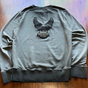 Harley-Davidson Men's Gray Crewneck Sweater with Eagle Emblem Size M